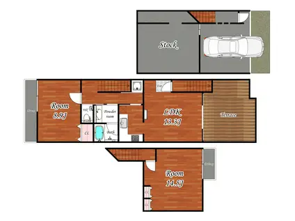 ZEPHYR HILL(2LDK/1階)の間取り写真