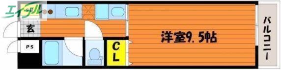 オーランド富田町(1K/8階)の間取り写真