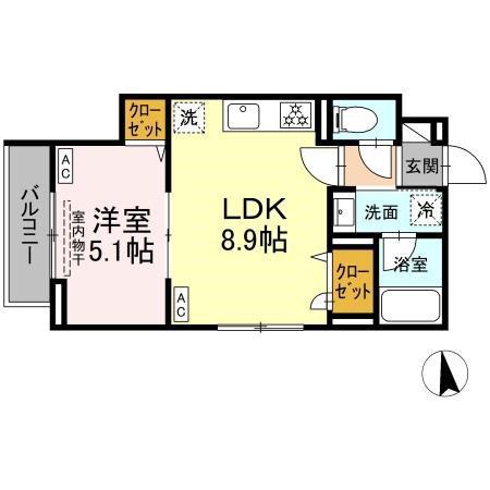 セレスティア北加平(1LDK/2階)の間取り写真