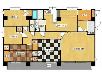 グリームマンション(5LDK/3階)の間取り写真