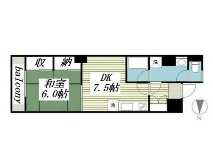 グリーンガーデン武蔵浦和(1DK/3階)の間取り写真