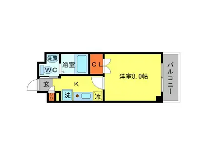 シプレス(1K/5階)の間取り写真