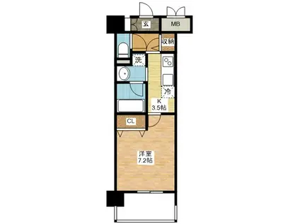 クレール クリヤマ(1K/5階)の間取り写真