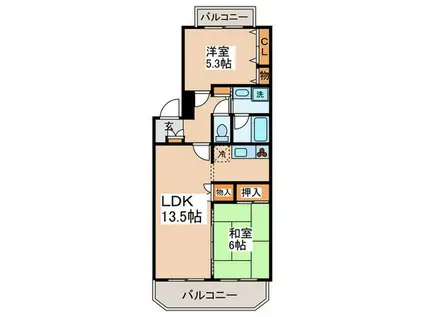 フィール野川(2LDK/4階)の間取り写真