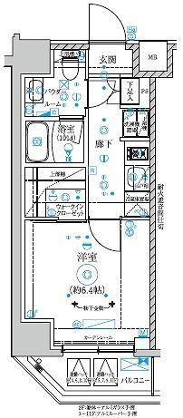 リルシア横濱吉野町3(1K/10階)の間取り写真