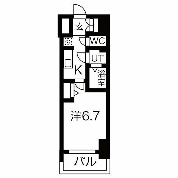 メイクス鶴舞II(1K/11階)の間取り写真