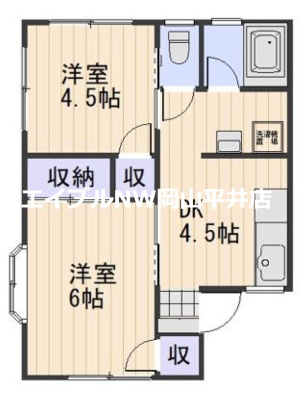 シティハイムカトレア(2DK/2階)の間取り写真