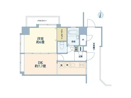 サンハイツ飛島(1DK/6階)の間取り写真