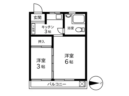 第一西砂川ハイツ(2K/2階)の間取り写真