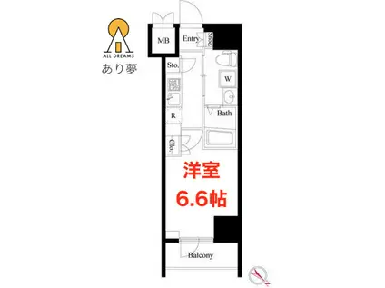 ハーモニーレジデンス横浜みなとみらい(1K/3階)の間取り写真