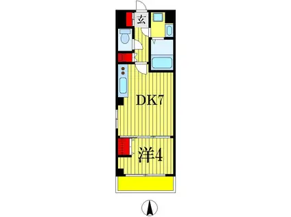 ビーネ・スクウェア(1DK/2階)の間取り写真