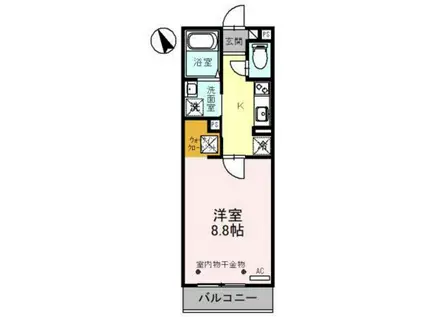 ハイエストヒル B棟(1K/1階)の間取り写真