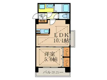 ノルデンハイム江坂II(1LDK/9階)の間取り写真