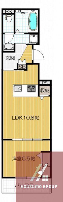 カーサカルド(1LDK/2階)の間取り写真