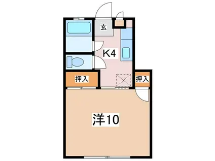 JR大糸線 梓橋駅 徒歩9分 2階建 築25年(1K/1階)の間取り写真
