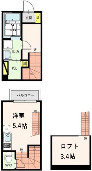 コンフォート旭ヶ丘(ワンルーム/1階)の間取り写真