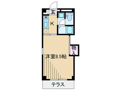 トゥエルブ大倉山(1K/1階)の間取り写真