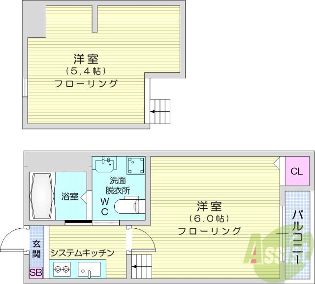REVEUR大野田(1K/1階)の間取り写真