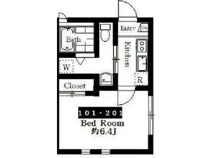 MAISON DES LYSメゾンデリス(1K/2階)の間取り写真