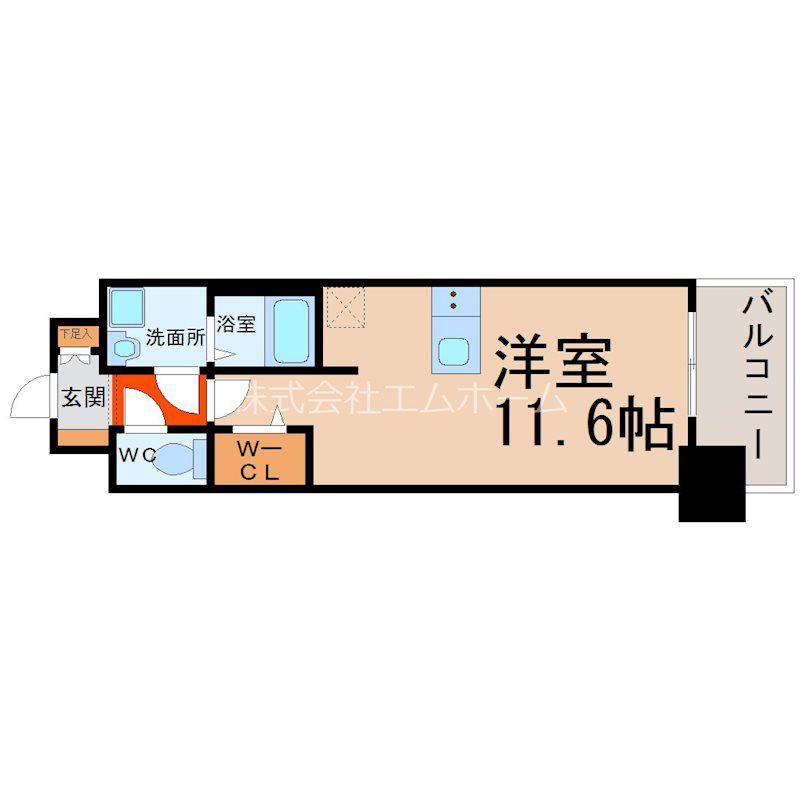 プレサンスジェネ鶴舞(ワンルーム/2階)の間取り写真