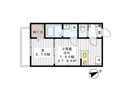 AJ津田沼サウスII(1DK/2階)の間取り写真