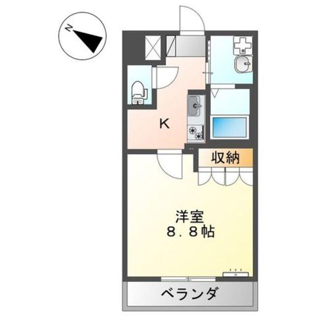 中宿ベース(1K/1階)の間取り写真