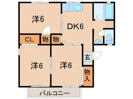 セジュール瀬上C(3DK/2階)の間取り写真
