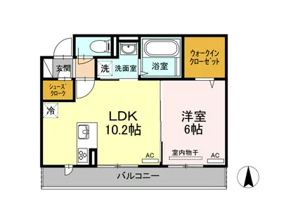 リーリエ中吉野(1LDK/3階)の間取り写真