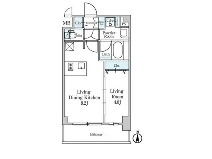 ディームス東陽町II(1LDK/8階)の間取り写真