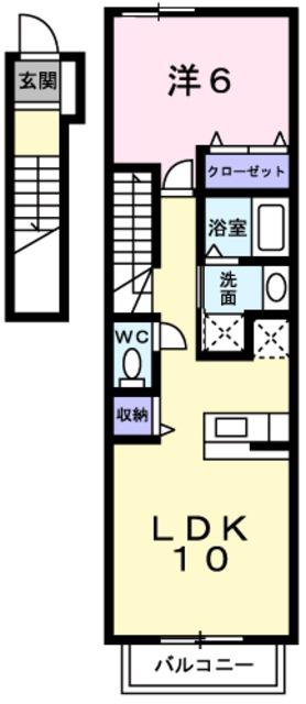 プラッツ くみのき(1LDK/2階)の間取り写真