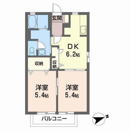 ハッピープレイスC(2DK/1階)の間取り写真