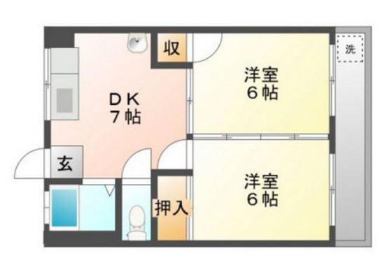 コーポ大本(2LDK/3階)の間取り写真