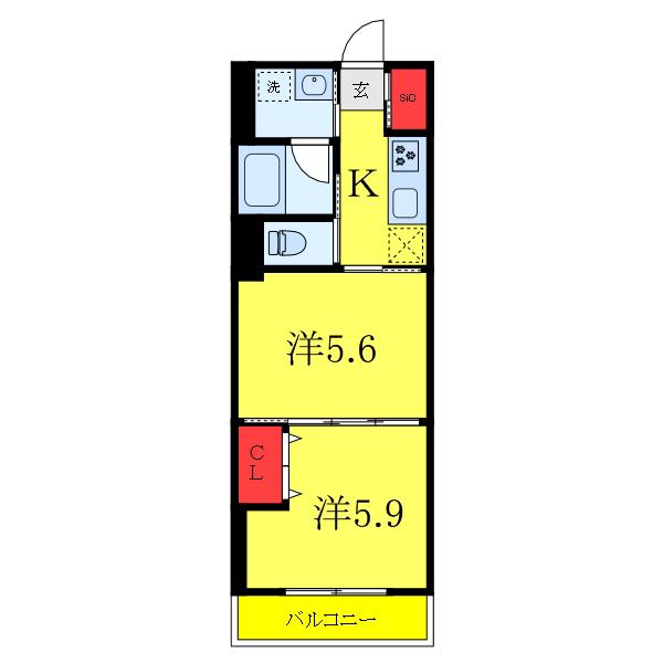 コスモ和光12(2K/7階)の間取り写真