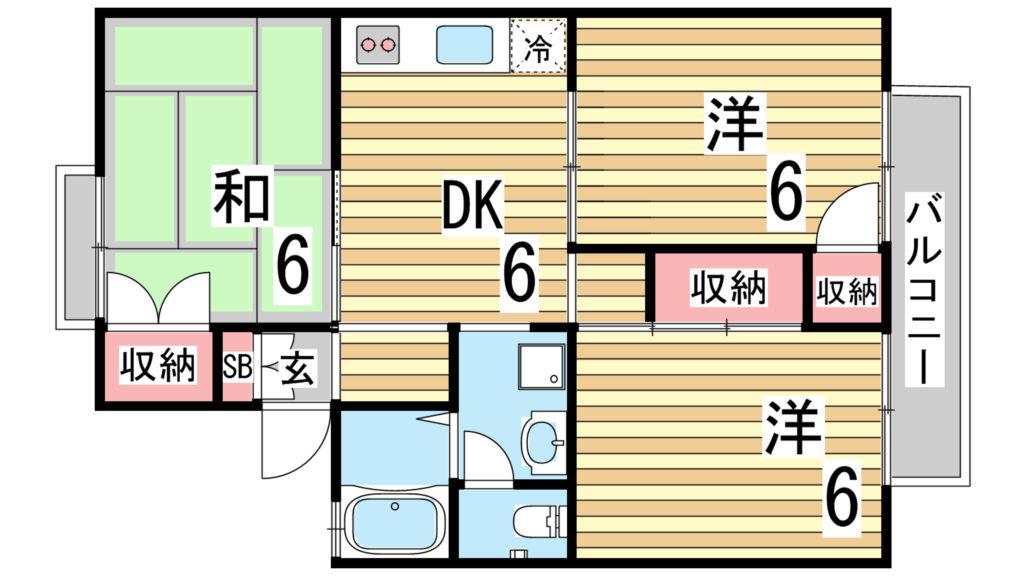 セジュール東落合(3DK/2階)の間取り写真
