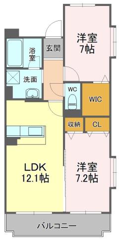 ドルフ中田本町(2LDK/1階)の間取り写真