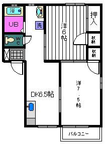 ハイツトーラスA(2DK/2階)の間取り写真