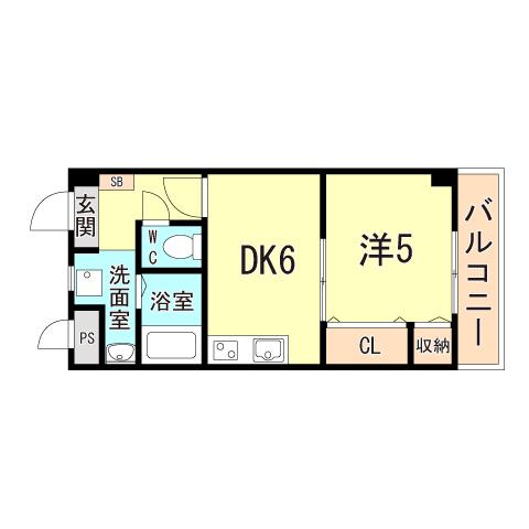 マンション美苑(1LDK/5階)の間取り写真