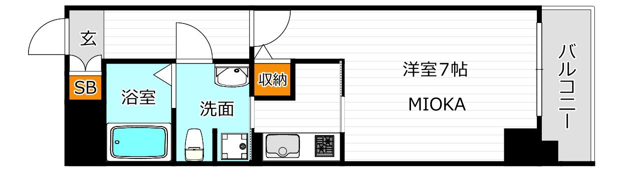 サムティ天王寺イースト(1K/8階)の間取り写真