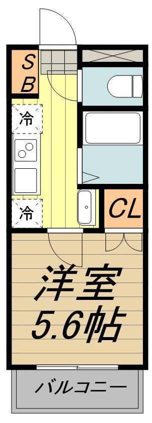 ゼルコバハイツ(1K/1階)の間取り写真