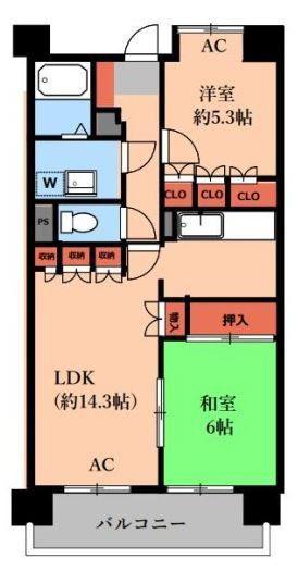 ヴィルドミール成城(2LDK/2階)の間取り写真