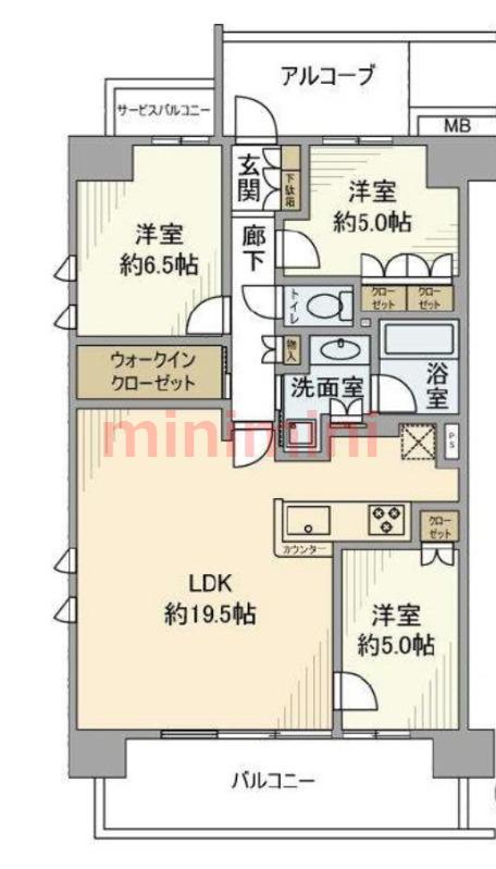 クレヴィア高槻ガーデンテラス(3LDK/10階)の間取り写真