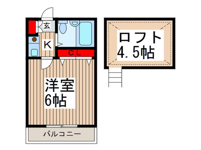 ヴィラドリオン(1K/2階)の間取り写真