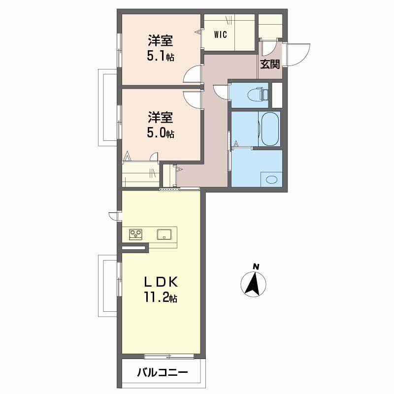 プレミアス(2LDK/2階)の間取り写真