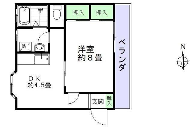 SKハウス(1DK/3階)の間取り写真