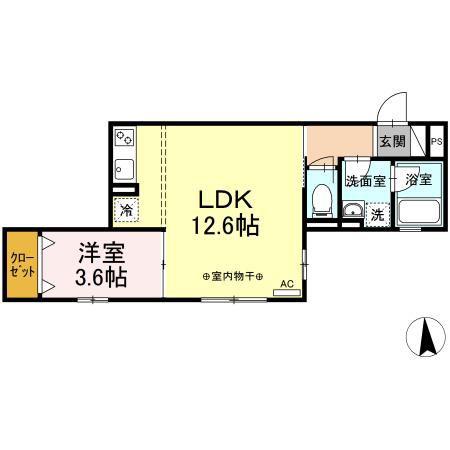 クレール(1LDK/3階)の間取り写真