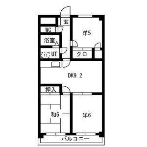 RIVERSIDE N(3DK/4階)の間取り写真