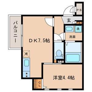 MOVE六番町ウエスト(1DK/1階)の間取り写真