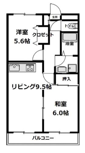 振栄ハイツ6(2LDK/3階)の間取り写真