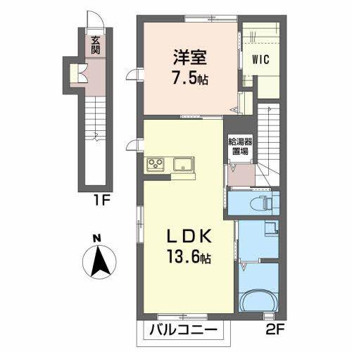 メゾンルミエール(1LDK/2階)の間取り写真