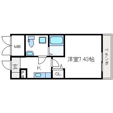 セレニテ高槻(1K/5階)の間取り写真